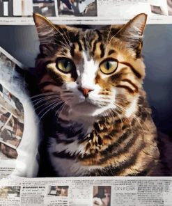 Cat with newspaper Diamond By Numbers