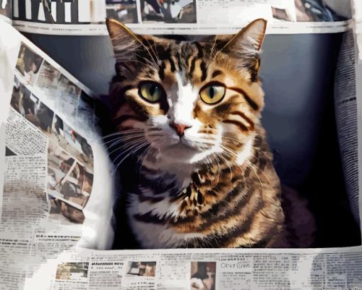 Cat with newspaper Diamond By Numbers