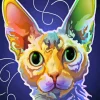 Colorful Devon rex cat Diamond Paintings