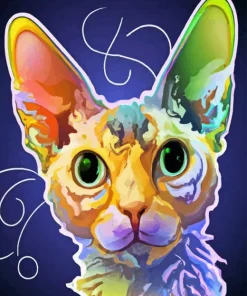 Colorful Devon rex cat Diamond Paintings