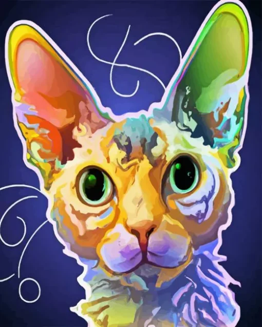 Colorful Devon rex cat Diamond Paintings