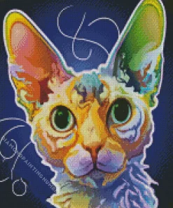 Colorful Devon rex cat Diamond Paintings