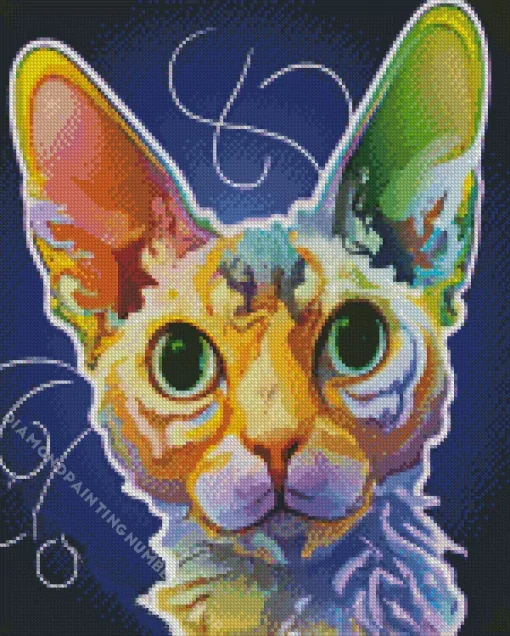 Colorful Devon rex cat Diamond Paintings