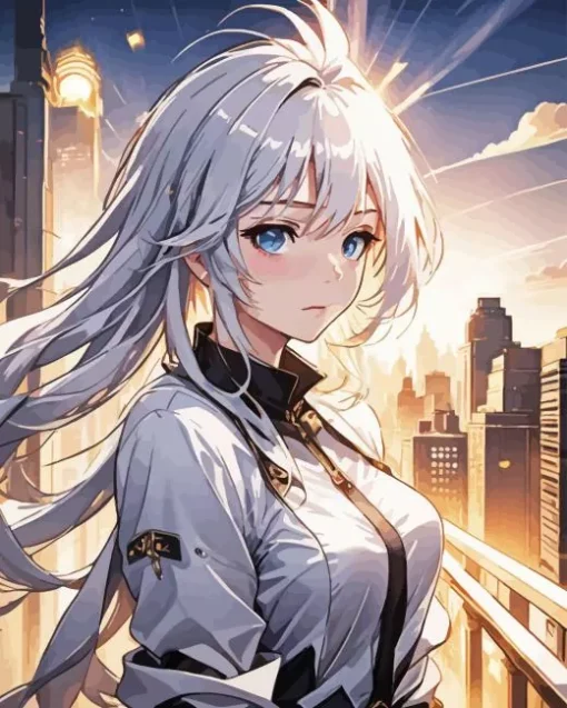 Girl white hair Diamond By Numbers