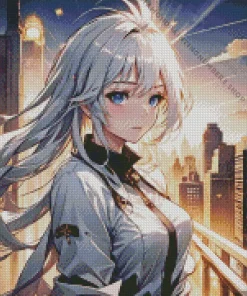 Girl white hair Diamond By Numbers