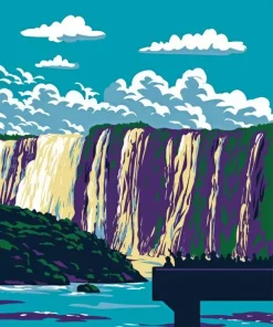 Illustration Iguazu falls Diamond By Numbers