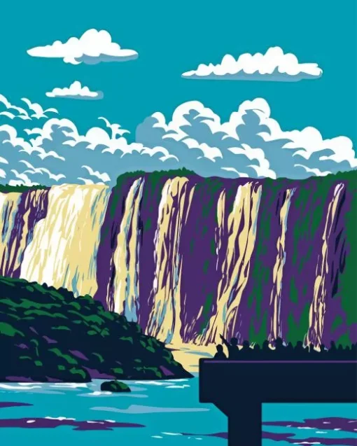 Illustration Iguazu falls Diamond By Numbers