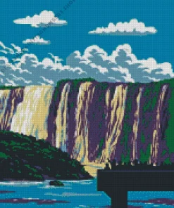 Illustration Iguazu falls Diamond By Numbers