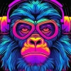 Neon Chimpanzee Diamond By Numbers