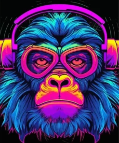 Neon Chimpanzee Diamond By Numbers