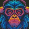 Neon Chimpanzee Diamond By Numbers