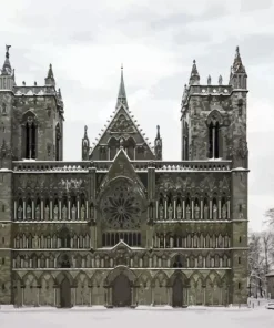 Nidaros Cathedral In Snow Diamond By Numbers