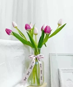 Pink tulips in vase Diamond By Numbers