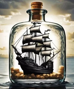 Pirate ship in bottle Diamond By Numbers