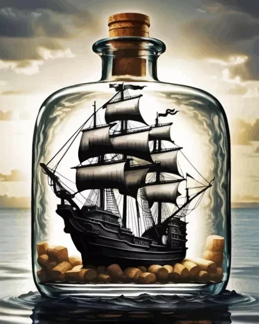 Pirate ship in bottle Diamond By Numbers