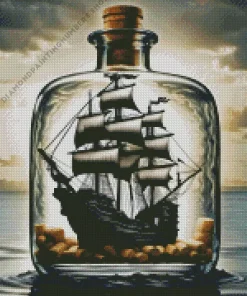 Pirate ship in bottle Diamond By Numbers