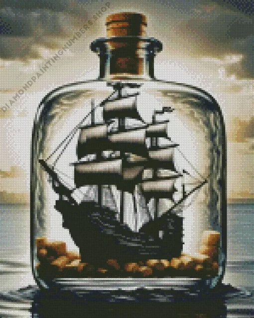 Pirate ship in bottle Diamond By Numbers