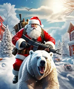 Polar Bears And Santa Claus Diamond By Numbers