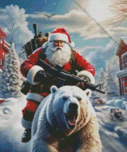 Polar Bears And Santa Claus Diamond By Numbers