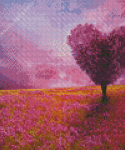 Purple tree heart Diamond Paints