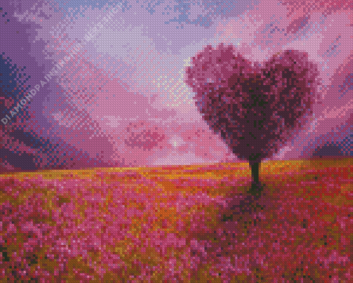 Purple tree heart Diamond Paints