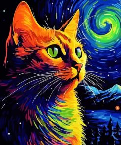 Starry night cat Diamond By Numbers