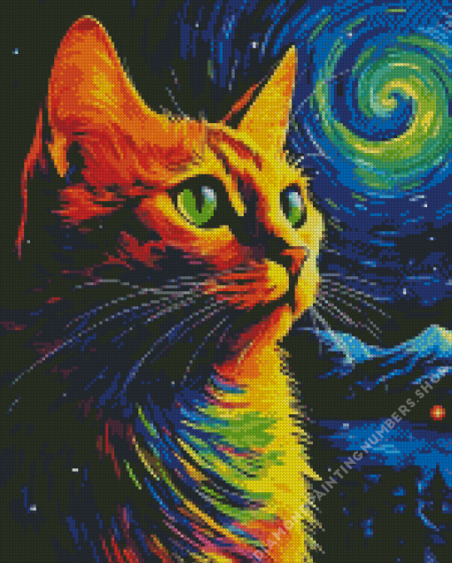 Starry night cat Diamond By Numbers