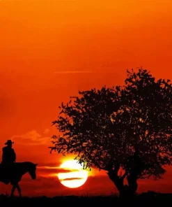 Sunsett Cowboy Silhouette Diamond By Numbers