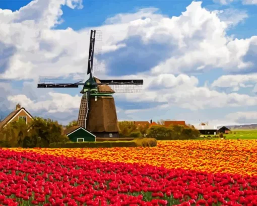 Tulips in holland Diamond By Numbers