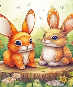 Two Baby bunnies Diamond By Numbers