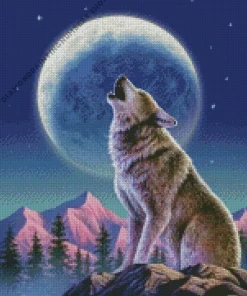 Wolf with moon Diamond By Numbers