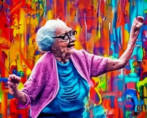 abstract Old woman dancing Diamond By Numbers