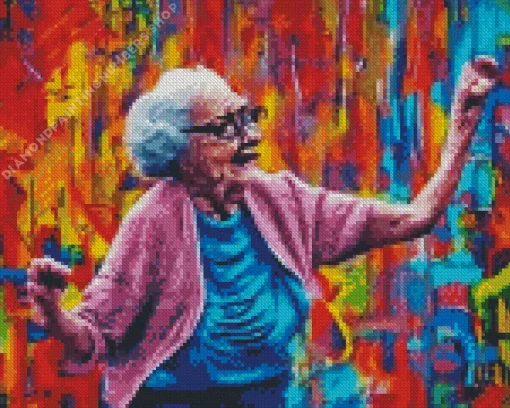 abstract Old woman dancing Diamond By Numbers