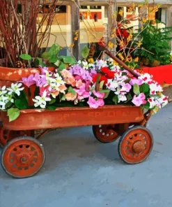 flowers in a wagon Diamond By Numbers