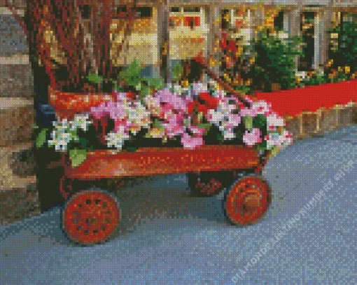 flowers in a wagon Diamond By Numbers