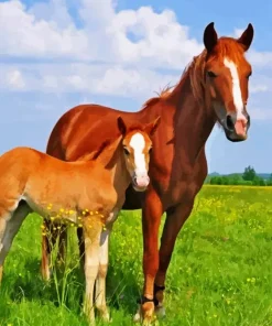 mare and foal in pasture Diamond By Numbers