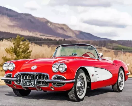 red 1960 corvette Diamond By Numbers