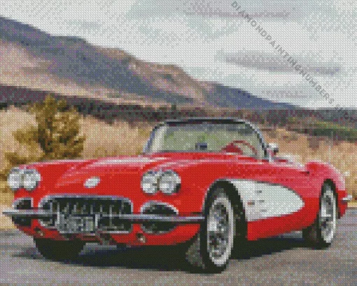 red 1960 corvette Diamond By Numbers