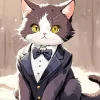 Cute black tie cat Diamond Paintings