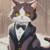 Cute black tie cat Diamond Paintings