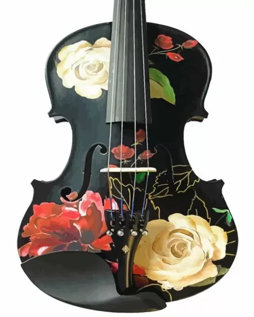 Floral black violin Diamond Paintings