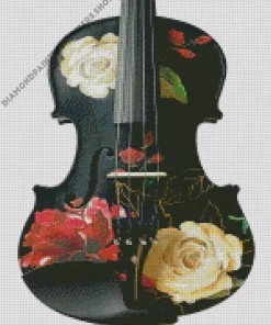 Floral black violin Diamond Paintings