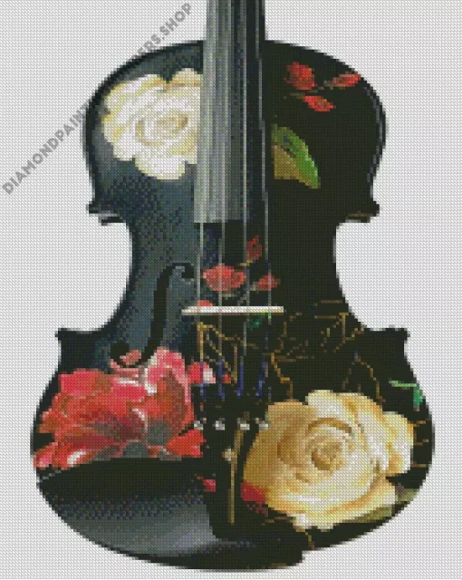 Floral black violin Diamond Paintings