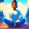 Illustration black woman meditating art Diamond Paintings