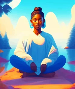 Illustration black woman meditating art Diamond Paintings
