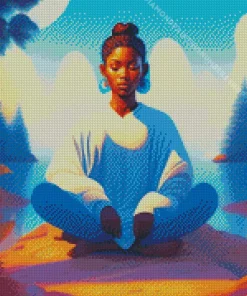 Illustration black woman meditating art Diamond Paintings