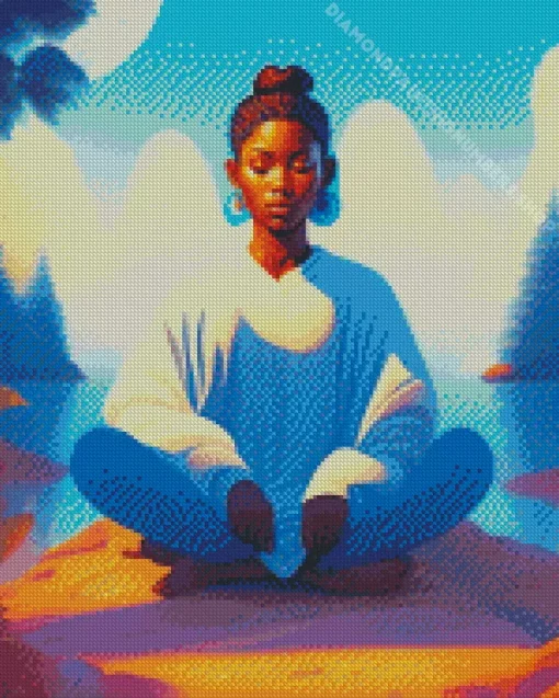 Illustration black woman meditating art Diamond Paintings