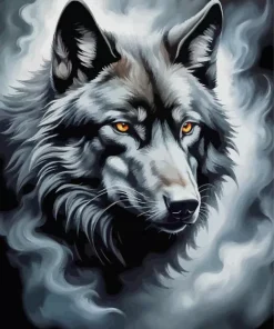 Mystical black wolf head Diamond Paintings