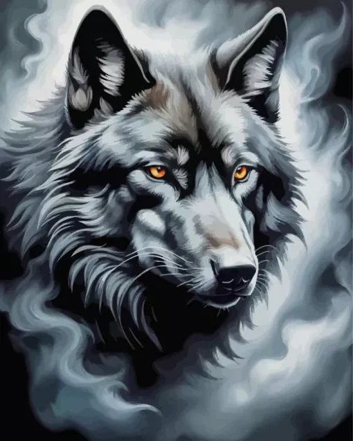 Mystical black wolf head Diamond Paintings