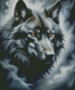 Mystical black wolf head Diamond Paintings
